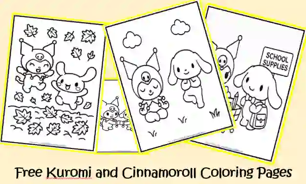 Kuromi and Cinnamoroll Coloring Pages, kuromi and cinnamoroll coloring pages printable