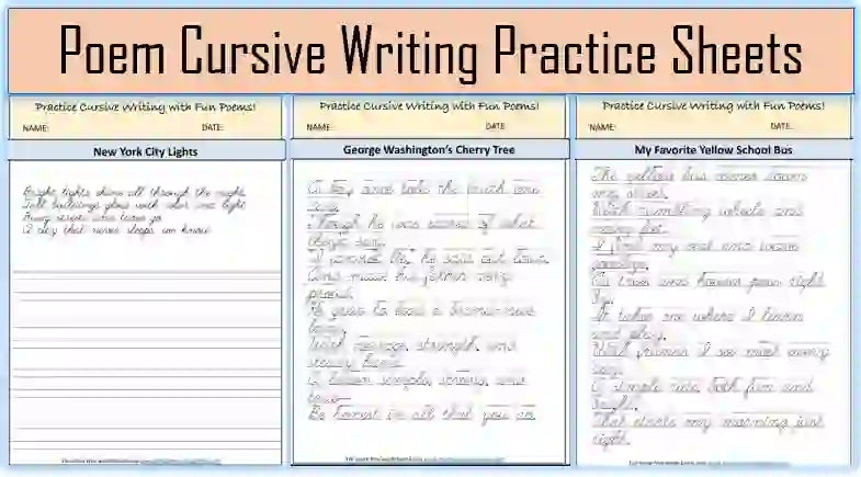 cursive writing poem practice sheets
