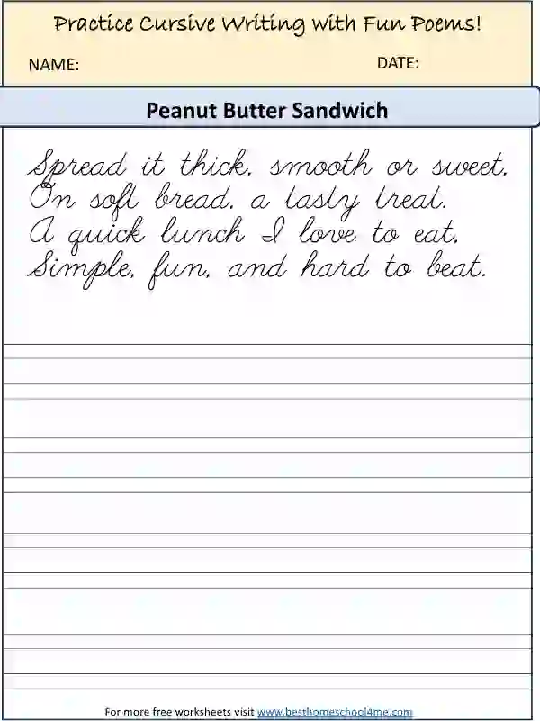 cursive tracing poem worksheets