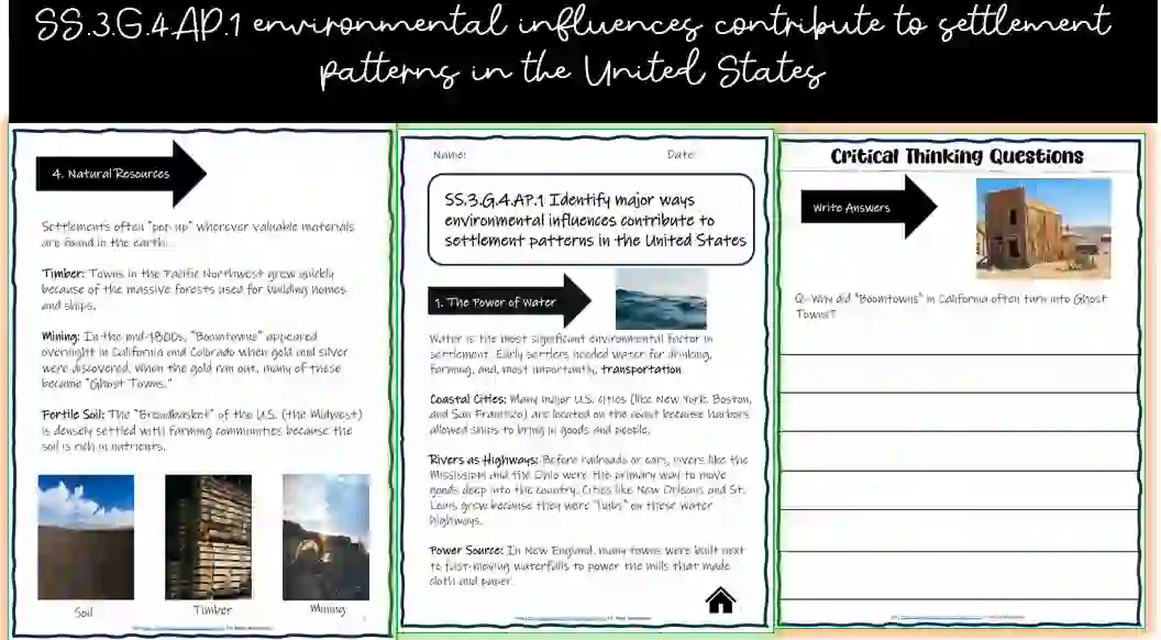 SS.3.G.4.AP.1 social studies worksheets for grade 3