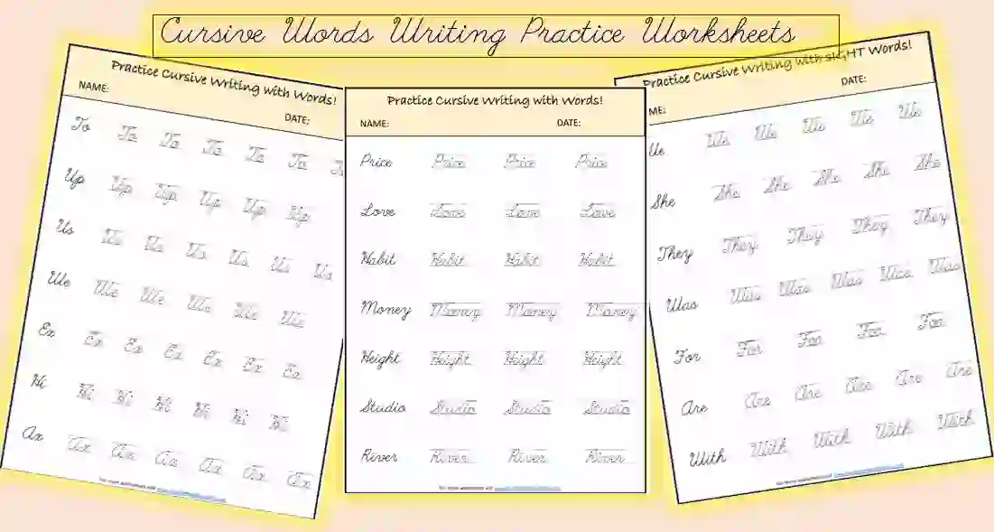 Cursive Words Worksheets PDF for Kids – Improve Handwriting Fast