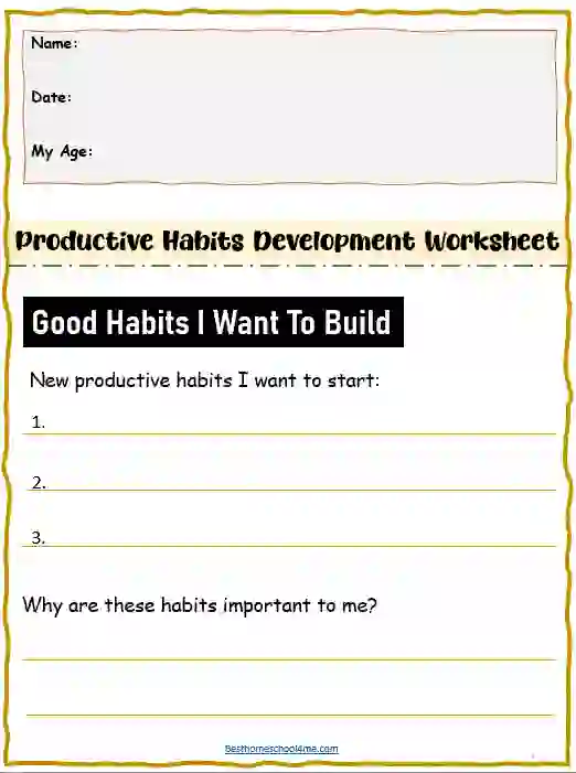 habit tracker worksheet printable
self reflection worksheet for kids