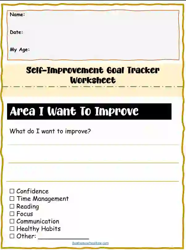 personal motivation and mindset worksheet
self improvement goal tracker worksheet