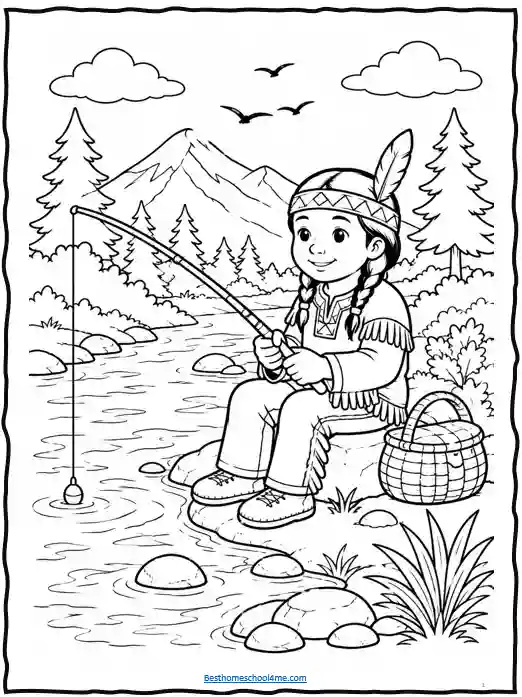 Native American Thanksgiving coloring pages for kids