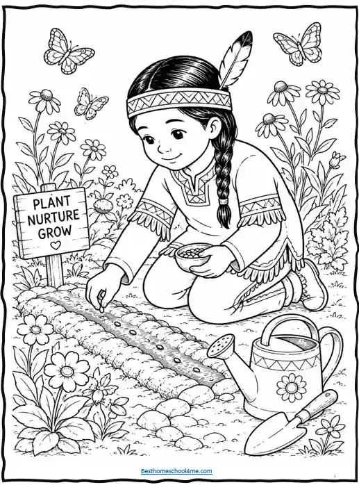 Printable Native American coloring sheets for kids