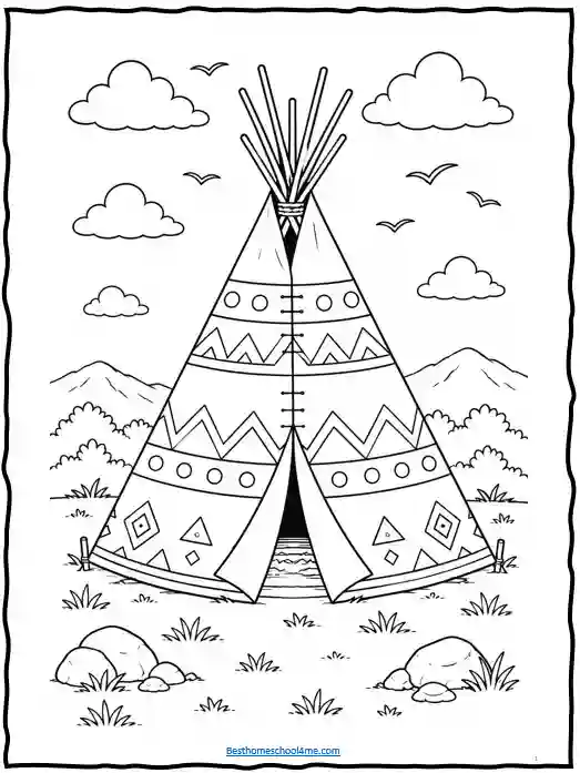 Native American storytelling coloring pages for children