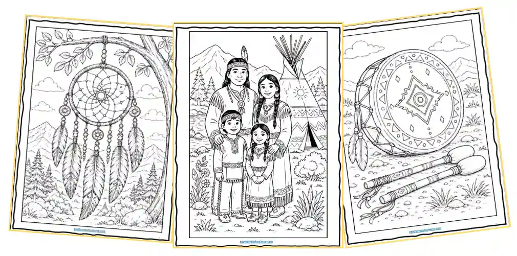 Native American cultural coloring printables for elementary students