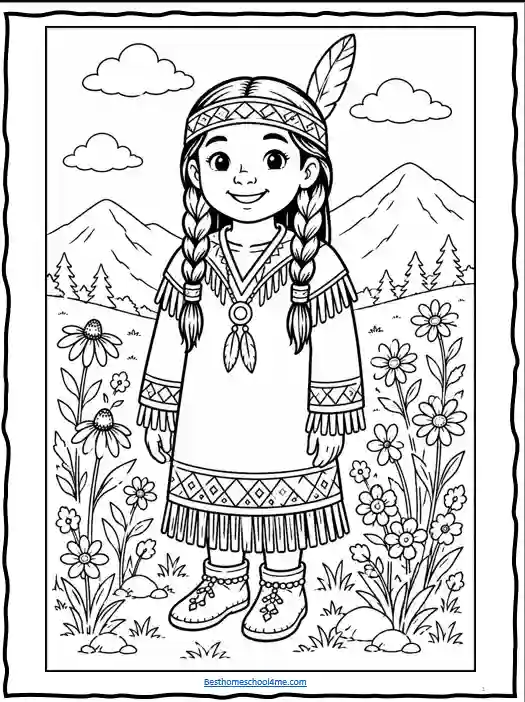 Native American educational coloring printables free