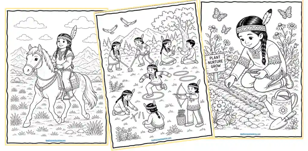 Native American art inspired coloring pages