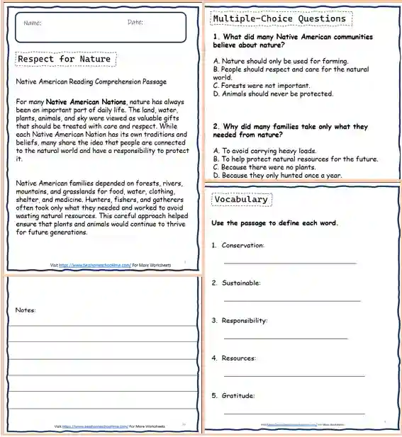 native american educational worksheets for elementary students