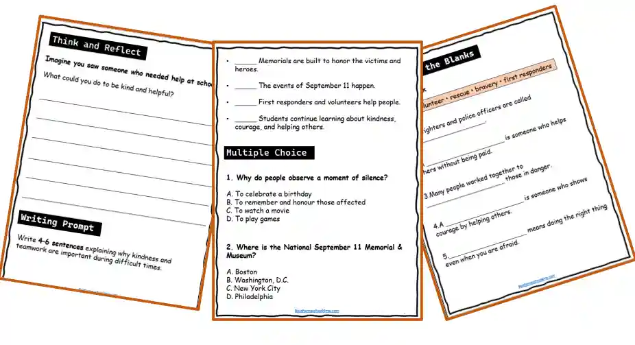 9/11 timeline worksheet printable