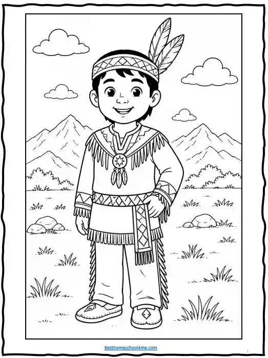Native American tradition coloring pages for homeschool