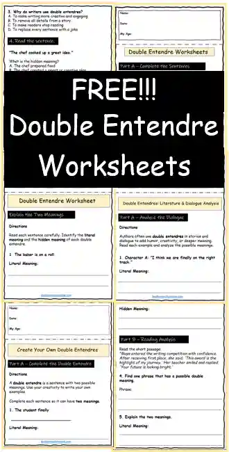 double entendre practice worksheets for grades 6-8