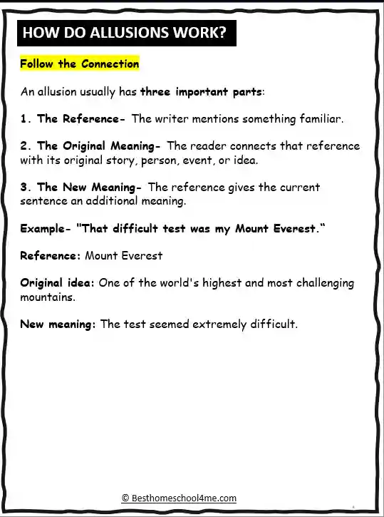 historical allusion worksheets for English class