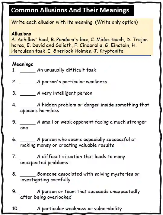 allusion exercises for identifying literary references