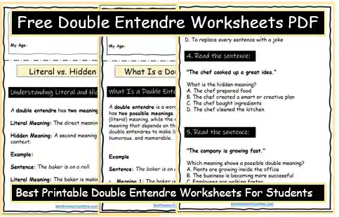 double entendre worksheets for middle school students