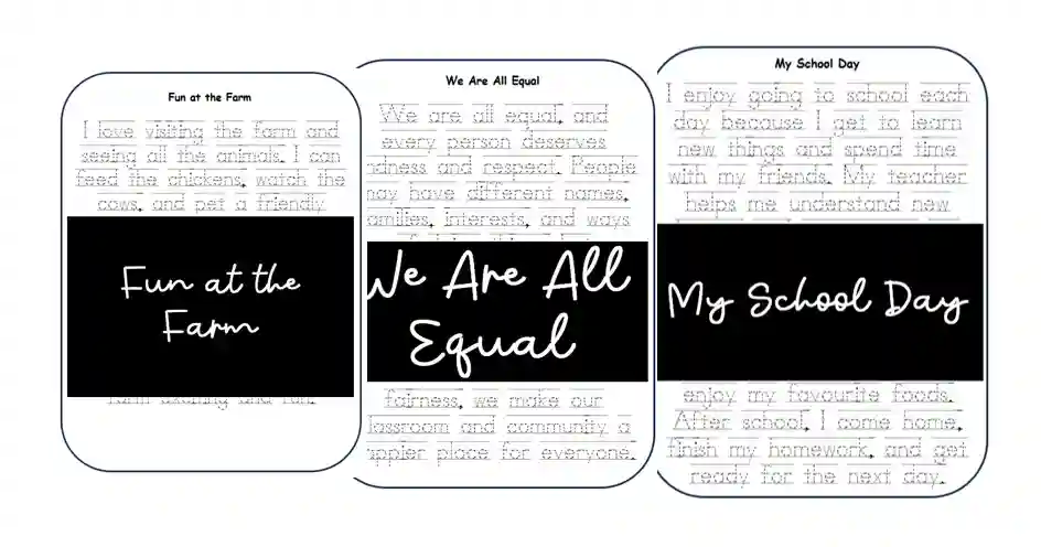 trace and write paragraphs worksheets for kids