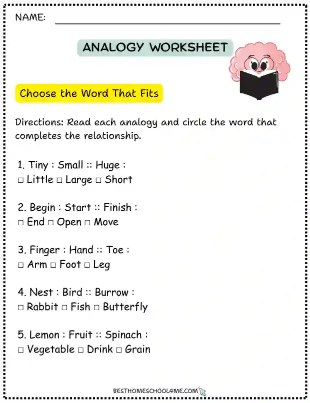 Analogy Questions for Kids