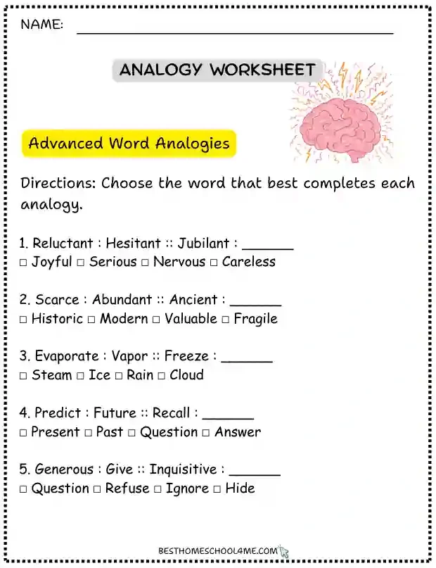 Analogy Practice for Elementary Students