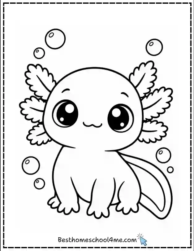 Cute Axolotl Coloring Sheets