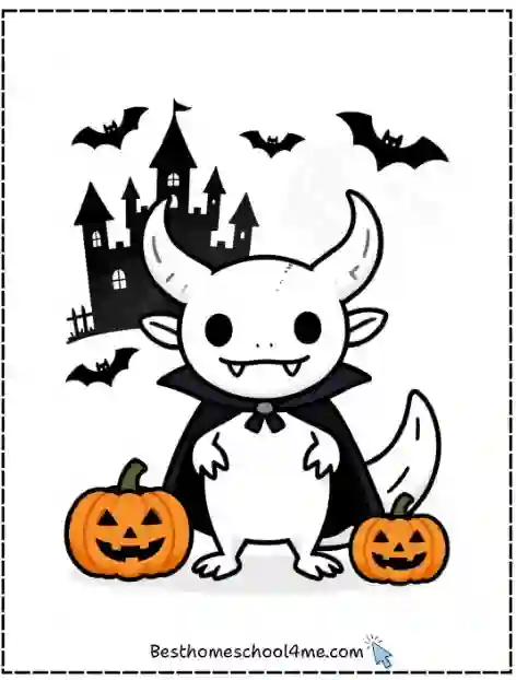 Halloween Axolotl Coloring Page Download PDF