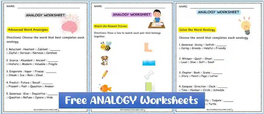 printable analogy worksheets