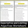 Descriptive vs limiting adjectives worksheet