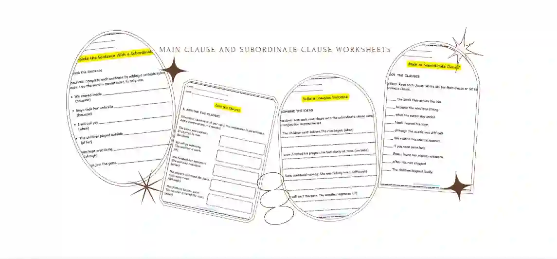 Main and subordinate clauses practice