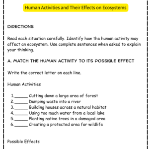 Human Activities and Their Effects on Ecosystems
