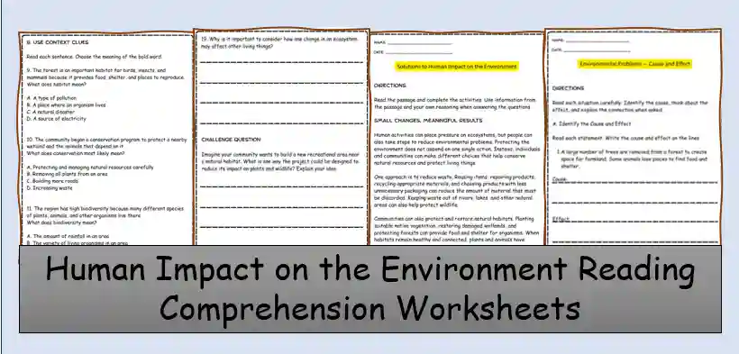 pollution and deforestation reading comprehension worksheet